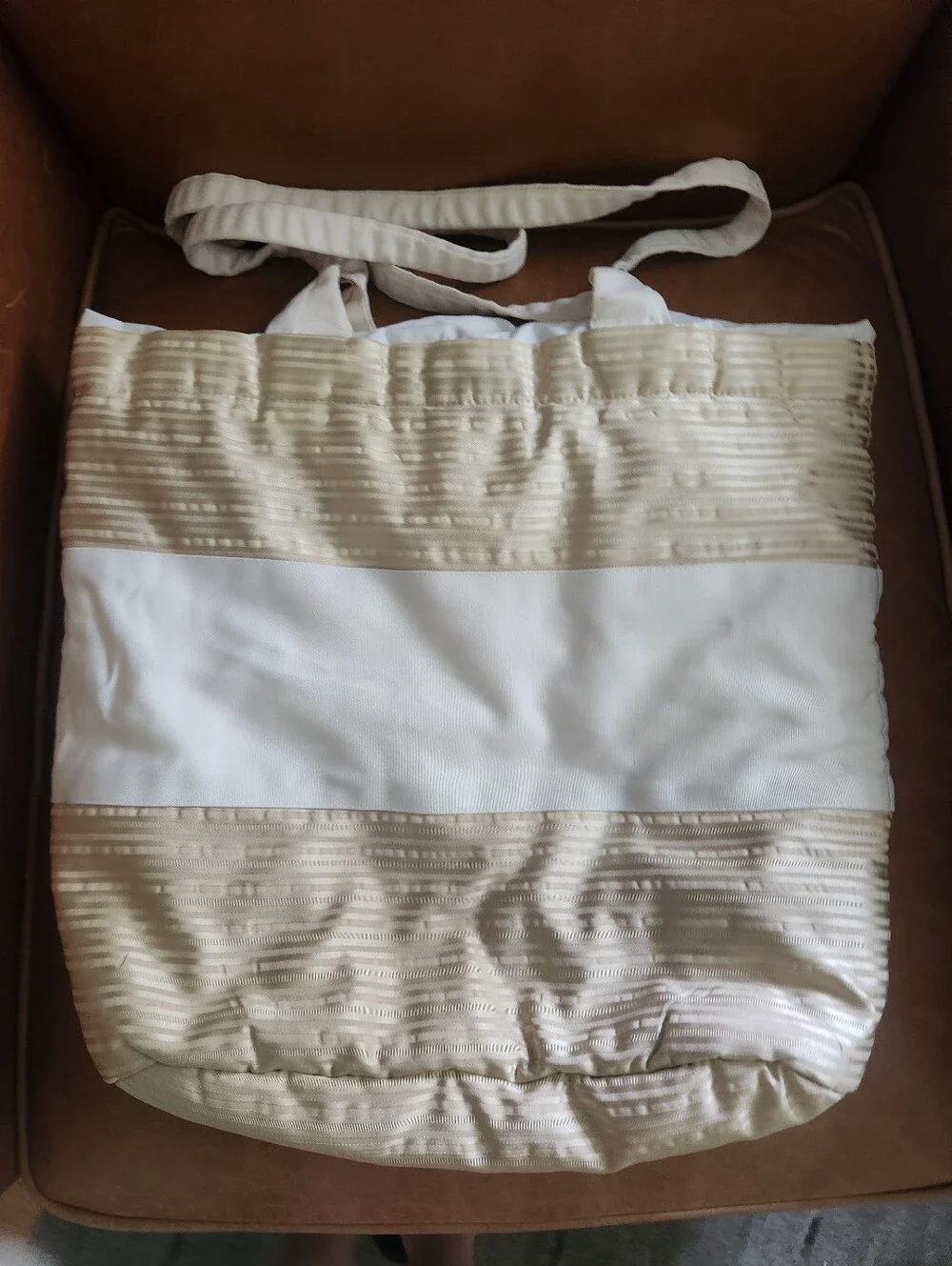 Gold, Cream and White Padded Tote Bag